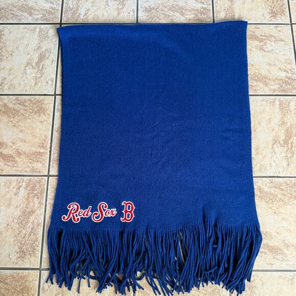 Boston Red Sox Blanket Scarf Wrap Blue With Tassels MLB Baseball Soft Warm - Picture 6 of 7